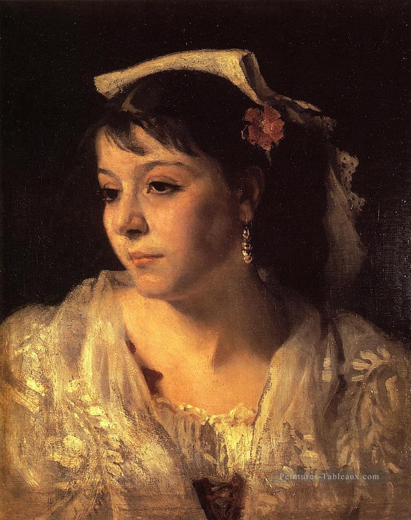 Tête d’un portrait de femme italien John Singer Sargent Peintures à l'huile